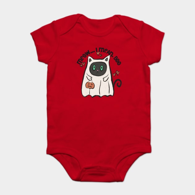Meow I Mean Boo Cat Halloween Costume Baby Bodysuit by The WYLD Tribe